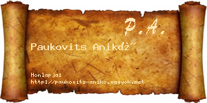 Paukovits Anikó névjegykártya